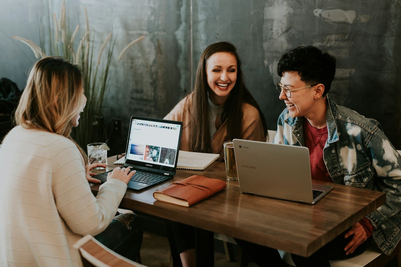 Diverse business team collaborating in a modern office